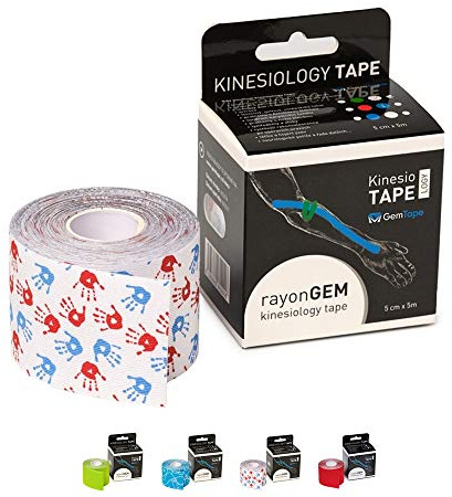 GemMedical RayonGEM Kinesiologie tape Hands Rolle 5cm x 5m | Kinesiotapes | Wasserfestes & elastisches | Hautfreundliche Sport Tapes | Profi Physio Tape | Muskelunterstützung | Weiß mit Hände