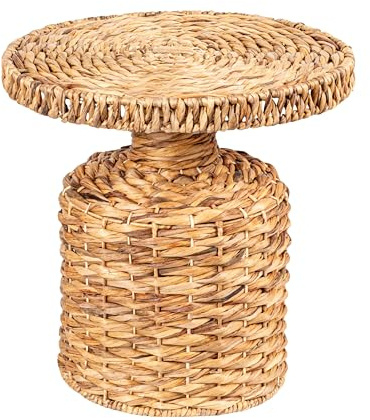 Bloomingville Beige Natural Water Hyacinth Side Table