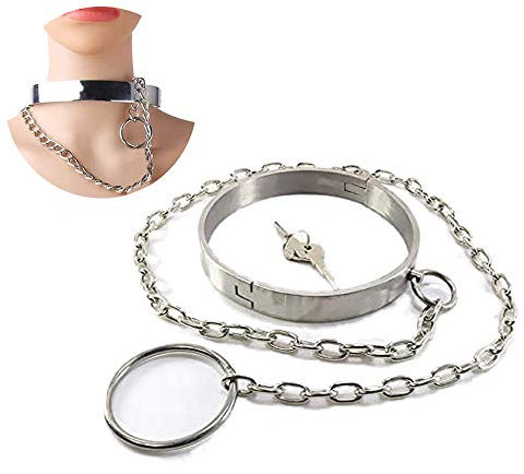 BDSM Metal Halsband/Halsreif/Halsfessel mit O-Ring Fesseln Spielzeug Bondage Edelstahl Halskette,Erotik Sexspielzeug für Paare Folter/Fetisch/Sklave/SM Collar Choker Sex Abschließbar,138mmMitKette