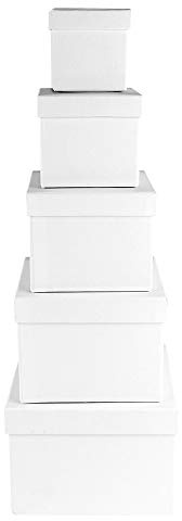 Ideen mit Herz Scatole regalo con coperchio | Set da 5 pezzi | 5 diverse misure tra loro da grandi a piccoli | in cartone robusto | ideali per compleanno e matrimonio | quadrate da 6 a 14 cm