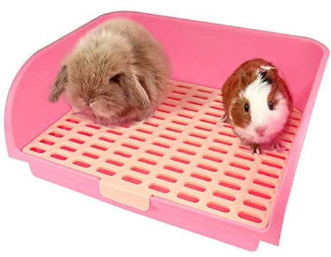 Hamiledyi Große Kaninchentoilette, Eckbettwäsche, Chinchilla, Toilettentrainer, quadratisch, für Erwachsene Meerschweinchen, Galesaur, Frettchen und andere Tiere