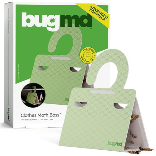 BugMD Clothes & Pantry Moth Traps (6 Count) – Sticky Glue Pheromone-Based Repellent for Closets, Cabinets & Wardrobes – Non-Toxic - Green