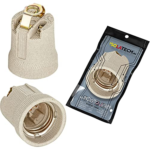 ISOLATECH 1pc E27 zoccolo in ceramica con staffa di montaggio e filettatura interna M10x1 Lampadine a risparmio energetico a LED (max.250V/4A) per casa bagno cucina frigorifero resistente al calore