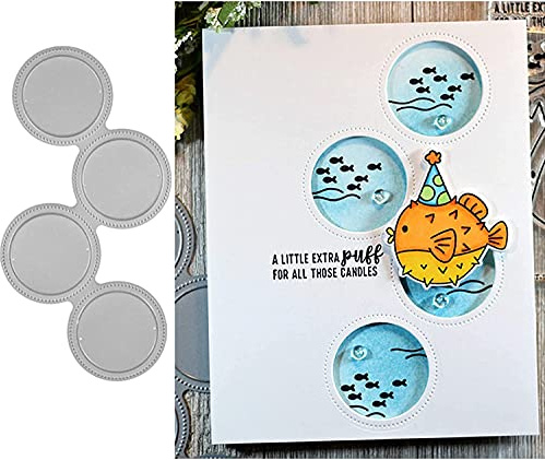 4 x runde Metall-Stanzformen, Blumen-Rand, Stanzschablonen für Bastelarbeiten, Scrapbooking, Alben, dekorative Prägeschablonen für Kartenherstellung