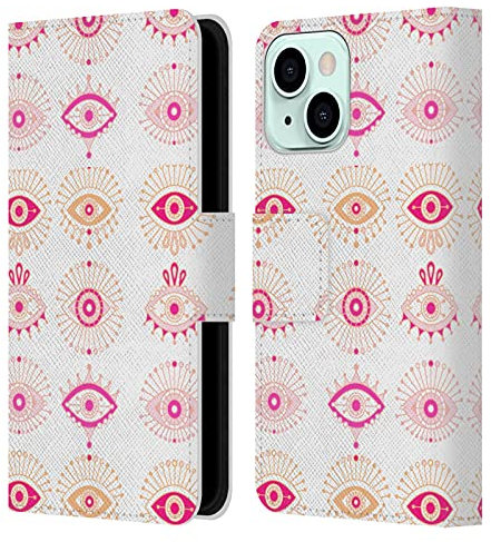 Head Case Designs Licenza Ufficiale Cat Coquillette Occhi Rosa Cattivi Lineare Custodia Portafoglio in Pelle Compatibile con Apple iPhone 13 Mini