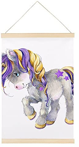 Magnetischer Posterrahmen Aquarell Einhorn Posterschiene Holz Posterleisten Drucken Posterhänger Bilderleiste 40x60cm