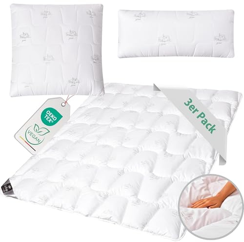 sei Design Bettset Kissen und Decke 135x200 Small SWAN-Set Bettdecke 135x200 + Kopfkissen 80x80 und 40x80