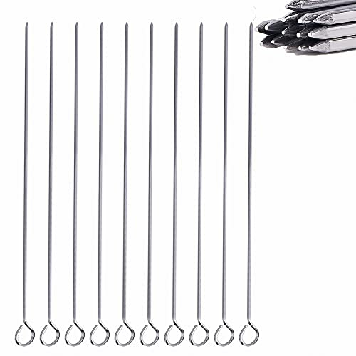 iPEAK Pinchos de barbacoa de acero inoxidable para parrilla, 29,5 cm de largo, reutilizables de metal para barbacoa, brochetas (paquete de 10)