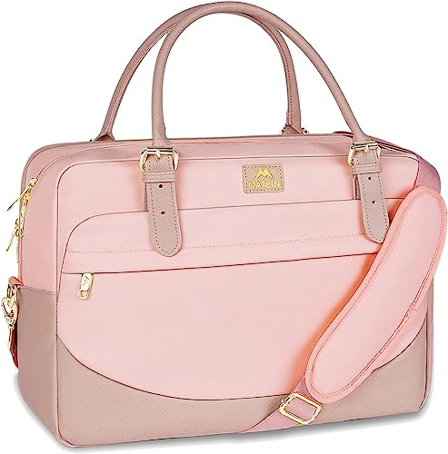 MATEIN Handtasche Damen Groß, Laptoptasche 17,3 Zoll Arbeitstasche mit Vielen Fächern Messenger Bag Businesstasche Frau Aktentasche Bürotasche Pink Laptop Bag Umhängetasche für Schule, Reisen, Rosa