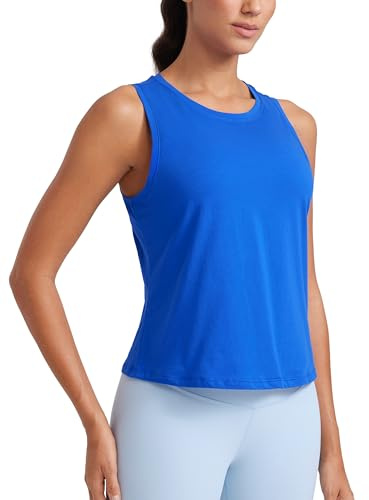 CRZ YOGA Pima Cotton High Neck Tank Top Starkes Blau 36