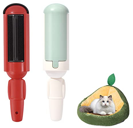 HOVCEH 2 STK Wiederverwendbare Fusselrollen für Tierhaare, to go Fusselrolle Selbstreinigender Fusselentferner, Wiederverwendbarer Tierhaarentferner für Fusselbürste Tierhaare auf Sofa, Bett & Möbel