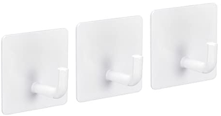 sourcing map 3Stk Selbstklebend Wandhaken 304 Edelstahl Klebrige Haken Wandhaken für Hängende Kleidung Handtücher Küche Hilfsmittel Weiß