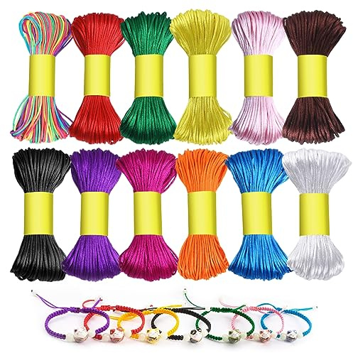 12 Pezzi 1.5mm Filo per Braccialetti,Cordoncino per Braccialetti 12 Colori | Fili per Braccialetti Fai Da Te Filo Nylon Per Braccialetti per Gioielli DIY Cordoncino per Collane E Bracciali