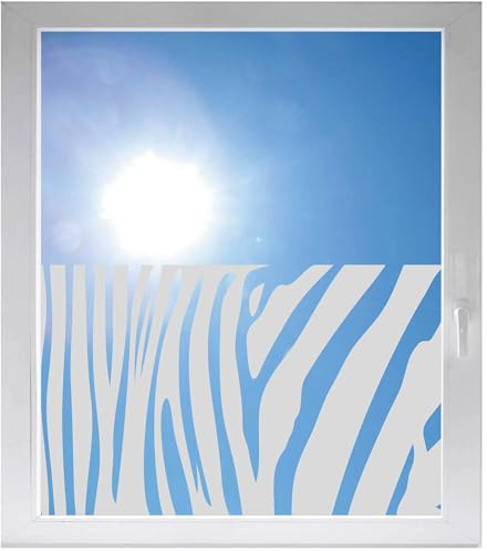 INDIGOS UG - Zebra - ab 800x500 mm - Glasdekorfolie Silber fein satiniert - Blickdicht - Folie Duschkabine - Bad - Fensterfolie - selbstklebend - Dusche Sichtschutzfolie - individuelle Breite - matt