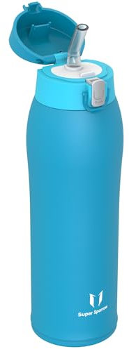 Super Sparrow Edelstahl Trinkflasche mit Strohhalm, Trinkbecher - 750ml - BPA Frei, Auslaufsicher Trinkflaschen kinder, Wasserflasche für Sport, Reisen, Schule