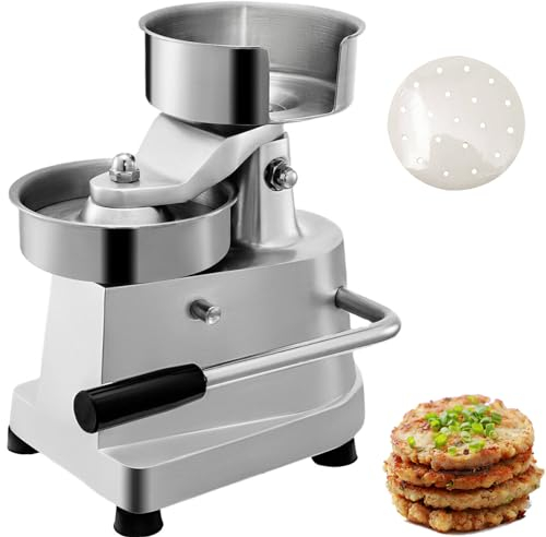 Macchina per hamburger commerciale, pressa per hamburger manuale, acciaio inossidabile, vassoio di tre dimensioni 4/5/6, con carta per hamburger, per l'uso in case, ristoranti, bar, scuole φ13cm