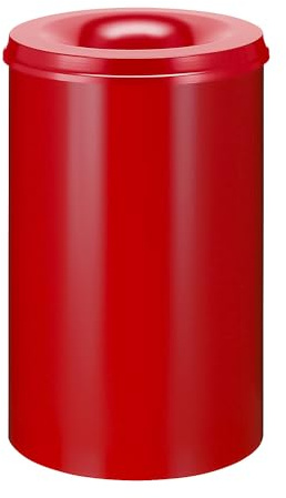 FRANKEL kaiserkraft | Corbeille à papier anti-feu en acier | Capacité 110 l, h x Ø 720 x 470 mm, corps rouge / étouffoir rouge