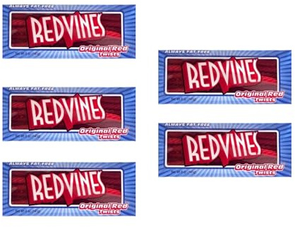 Red Vines Original Red Twists 5 oz, 141g, Red Liquorice Red Sweets Liquorice Sticks Retro Sweets Liquorice Sweets Liquorice Sticks Candy Sticks Sweets Bulk Sweet Cart Gummy Sweets (Original 5x)