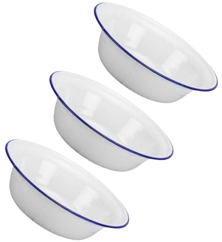 HOLIDYOYO 3piezas Cuencos De Enamel De Alimenticio Bol Vintage Para Sopa y Ensalada Fácil De Limpiar Para Mezclar y Servir La Cocina