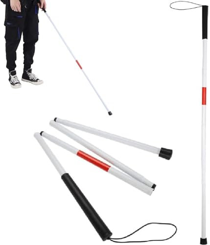 Palos Ciegos Plegables,Bastón Reflectante,Bastón para Caminar Plegable Blanco,Caña de Caminar,Bastón Ciego para Personas Ciegas Y con Problemas de Visión,Personas Mayores