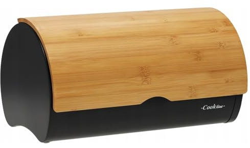 MIKONI Brotkasten Brotkorb SABROSO XL Brotbox Bambus mit Metall Rollbrotkasten in 2 Farben (Schwarz)