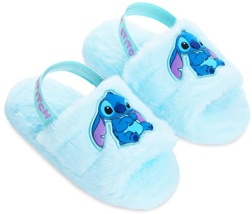 Disney Stitch Chaussons en Peluche Fille, Mules Confortables - Cadeaux pour Filles (Bleu, 33 EU)