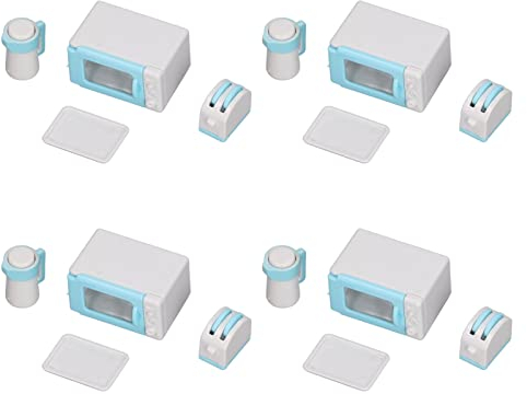 8 Ensembles Mini Ustensiles de Cuisine pour Maison de Poupée Bouilloire Grille-Pain Plateau de Four Kit D'ustensiles de Cuisine Miniatures 1:12 Décoration de Maison de Poupée