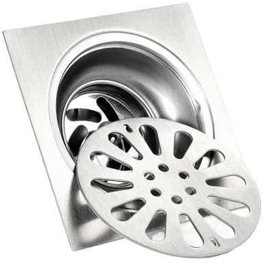 Piletta Doccia A Pavimento Scarico a pavimento for bagno quadrato 10 cm 12 cm 15 cm in acciaio inox spazzolato WC Cucina Balcone Filtro a filo Scarico Scarico Doccia A Pavimento(Type A 10x10cm)