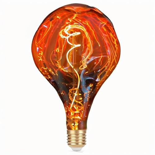 Vanpus Lampada LED Übergroße Riesen, 6W Große Edison-Birne, Dimmbar, A165 Steinform Warmweiss 2700K, Sockel E27 in oro rosa, senza fiamme, 1 pezzo