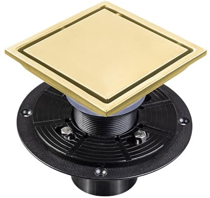 Yilingjc Quadratischer Duschablauf, 10,2 cm, Badezimmerablauf mit leicht zu reinigendem Sieb, quadratischer Badezimmerablauf, einfache Installation