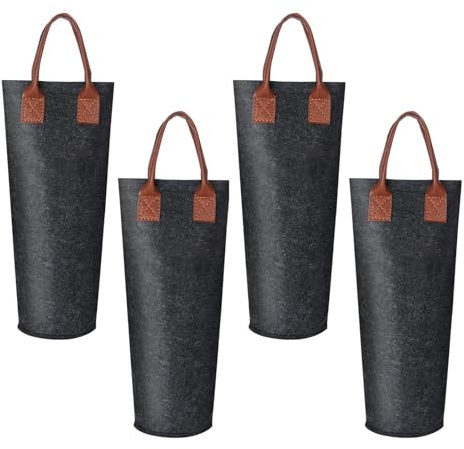 Weinflaschenbeutel Filz, 4 Stück Geschenktüten für Flaschen, Weintragetasche 1 Flasche, Geschenktüte Champagner Flaschentüten mit Griff, Geschenktaschen für Flaschen Weihnachten Hochzeit Geburtstage