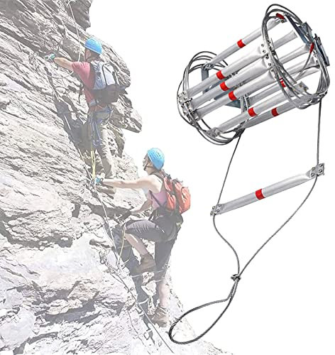 BLYXINVORA Escalera de Cuerda Blanda de Alambre para Escape de Incendios, Escalera Extensible de Emergencia para Escape de Incendios, rápida de implementar y fácil de Usar, escaleras de cuerd
