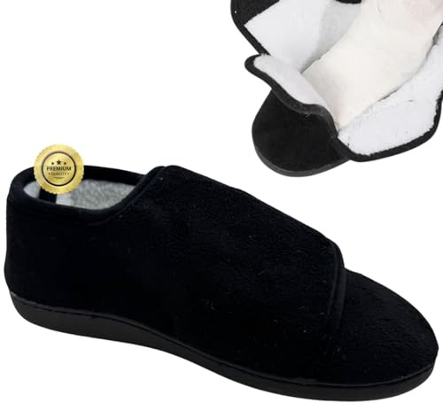 OrtoPrime Unisex ortopediska skor för kvinnor och män, seniorskor, uppblåsbara fötter, ventilerande postkirurgiska skor för kvinnor och män, svart, Small Large