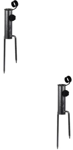 Milisten 2 Pièces Insertion De Parasol Base De Parasol Robuste Support De Mât De Drapeau Piquet d'ancrage pour Parapluie Pelle Pied De Parasol Piquet d'ancrage Parapluie Black Le Fer