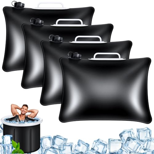 4 Pack Large Refillable Ice Bath Bags for Cold Plunge Tubs, 24 L | Freezer Water Bags for Making Ice Blocks and Cubes, Portable Cold Plunge Tub Accessories for Recovery Baths