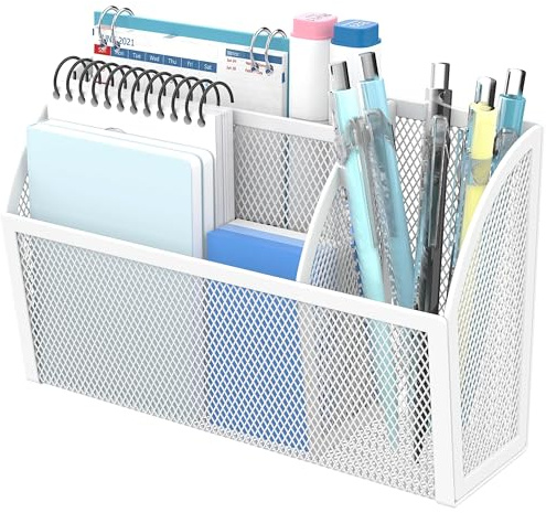 SUPEASY Magnetisk pennhållare, magnetisk hylla för tavla, pennhållare i nät för kylskåp, magnetisk organizer, tillbehör för stängd låda, vit