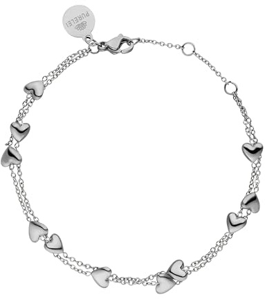 Purelei Alohi Heart Armband – Zweireihiges Herz Damen Armband – Aus hochwertigem, langlebigem Edelstahl – Verstellbare Länge 16-19 cm – Hawaiianisch inspiriert & wasserfest