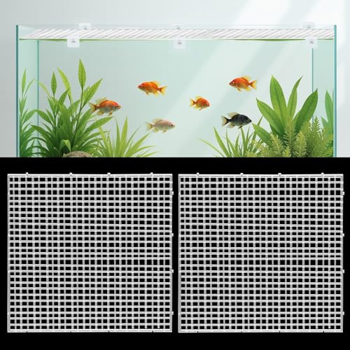 QoTang 4 coperture per acquario, copertura per acquario, rete in plastica con 8 supporti e 8 fascette stringicavi, coperchio anti-sbalzo per rettili e animali acquatici, 30 x 30 cm