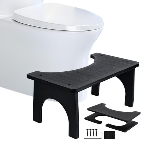 YYTECH Toilettenhocker Erwachsene Bambus Toilettenhocker Rutschfester Ergonomischer Wc Hocker für Badezimmer für Bekämpft Verstopfung Blähungen Bequeme Ausscheidung