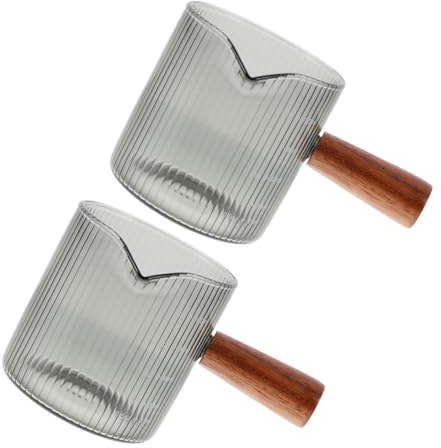 WEKADRIN 2 piezas Jarra de Vidrio Pequeña Medidora y Cremera para Leche Espresso Uso Doméstico y Cafetería Resistente y Fácil de Limpiar