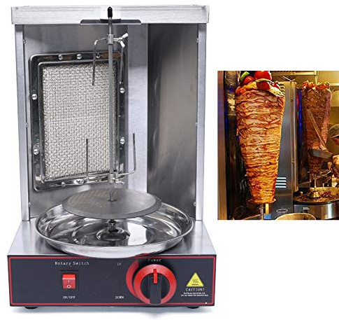 Edelstahl Gas Kebab Machine Vertikalgrill, 2000W Große Kapazität Hocheffizient Dönergrill, Dönerspieß Drehspieß für Home Catering Street Food