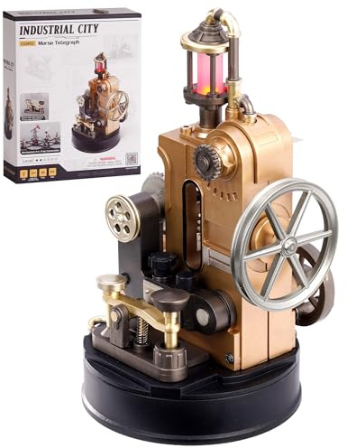 ROBOTIME Morse Telegraf 3D-pussel - DIY mekanisk modell med ljus och ljud, Steampunk PVC-leksak för kontor och STEM, CGM02