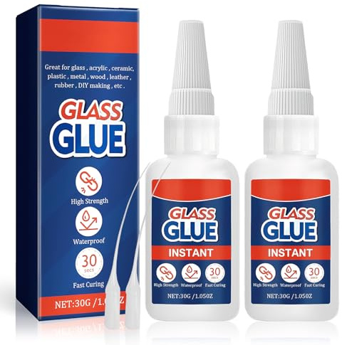 2 PCS Glass Glue,30g Heavy Duty Super Strong Clear Glue,Quick-Dry Waterproof Adhesive for Glass Bonding, Repair, Mirrors, Windows, Glassware, Crafts, DlY Kits