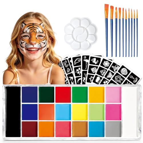 Oiomniv Pintura Facial y Corporal, Pintacaras para Niños Adultos 20 Colores
