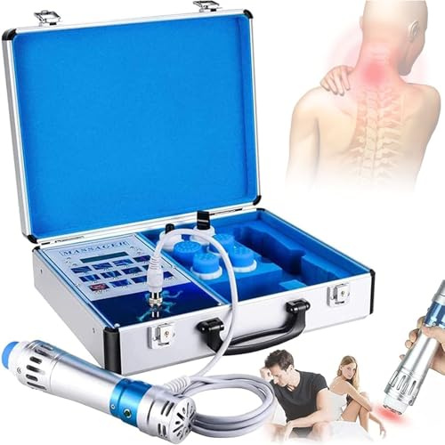 Máquina de Fisioterapia Ondas de Choque, 7 Aplicadores, 1-16Hz y 5-250m Ajustable, para la disfunción eréctil, Relajación muscular, Tratamiento de la fascitis plantar