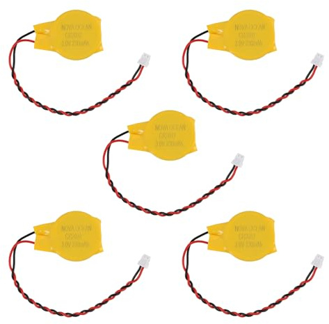5 Pila Botón Litio CR2032 3V con Pestañas de Soldadura 240mAh – Batería no Recargable UL Certificada para Placa Base PC Portátil, Separador de Fibra de Poliéster
