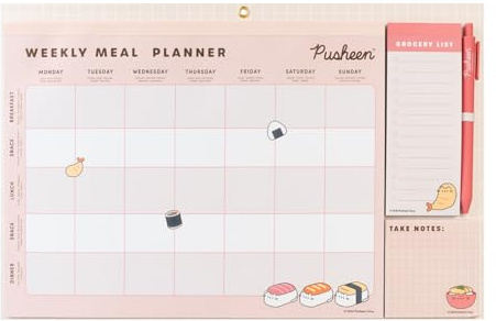 Grupo Erik Pianificatore Settimanale Pasti A4 Pusheen - Weekly Meal Planner Magnetico da Frigo per Dieta con Lista della Spesa, Spazio per Note e Penna (21 x 29,7 cm) | Più di 50 Fogli