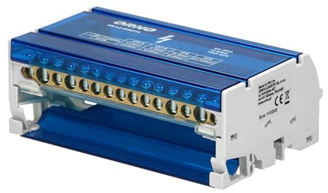 Miratic Morsettiera Distribuzione Blocco di Distribuzione Elettrica a 4 File per Guida DIN Scatola di Distribuzione in Ottone Vari Modelli (15 fili)