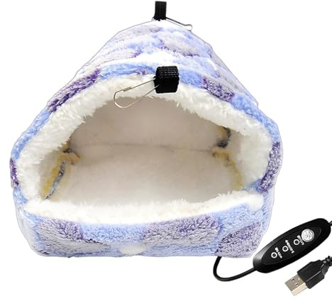 Bird Nest for Cage Adjustable Temperature USB Heating Pet Hammock Shed | Winter Warm Bird House for Macaws Parakeets Cockatiels Finches Lovebirds Breeding Lay Eggs
