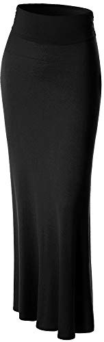 MBJ WB296 Womens Lightweight Floor Length Maxi Skirt XXXL Black